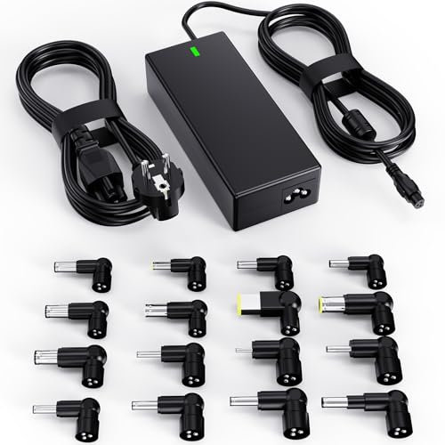 Zosam Chargeur Universel Ordinateur Portable 90W Compatible avec HP Dell Acer ASUS Lenovo Samsung IBM Sony Fujitsu Gateway Notebook Ultrabook Chromebook Cordon Alimentation avec 16 Embouts