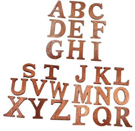 VILLCASE 78 Stück 26 26 Alphabet Holzchips Englisch Lernspielzeug Basteln Buchstaben Alphabet Spielzeug Lernspielzeug Unvollendete Zahlen Buchstaben Minispielzeug