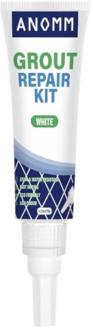 ANOMM Stucco per Piastrellen, 120ml Riparazione Fughe Piastrelle, Tubetto Riempitivo Ripara e Rinnova, Malta per Piastrelle, per Bagno, Doccia e Cucina, Ripristina e Rinnova Fughe Piastrelle, Bianca