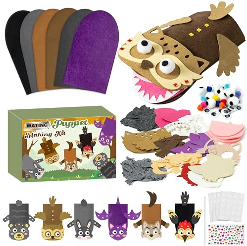 WATINC Felt Handpuppe DIY Art Craft Set Puppentheater Kreatives DIY-Set zum Selbermachen für Geschichtenerzählen Rollenspiel Partyzubehör Geschenk für Mädchen und Jungen (Wald B)
