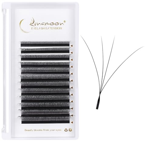 Lunamoon 4D Eyelash Extension, Premade Fans W Lash, Pre-Fanned Ready-to-Use Fan Eyelash Extension, Russian Volume Eyelash Cluster, Artificial Lash (4D/0.07D 14 mm)