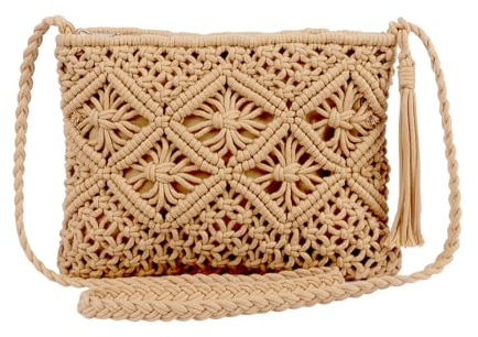 Apradas White Beach Shoulder Bag for Women Straw Messenger Bag with Strap Zipper Handwoven Crossbody Purse Crochet Handbags Cross Body Bag Woven Cross Shoulder Beach Bag for Beach Daily Use Holiday