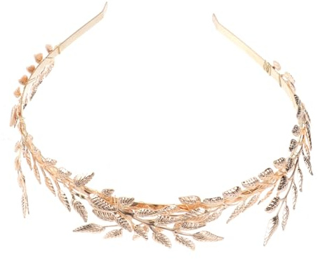 Fascia per Chioma Dorata a Foglia, Elegante, per Sposa | Copricapo Classico e Chic in Ferro Leggero, Comforto per Matrimonio e Prom, Gioiello Chioma Oro
