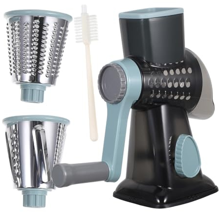 UTHCLO Rallador Giratorio con Manivela Manual para Queso Verduras y Secos Base Antideslizante Cortador Compacto y Versátil para Cocina Pequeña
