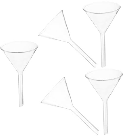 FUNNETOYU 5 piezas Embudo Triángulo de Vidrio para Laboratorio Químico Alimentación Líquidos Sólidos Reutilizable Transparente