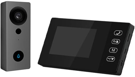 Swokely Cámara de Timbre de Video Inalámbrica 2.4G con Pantalla de Visualización Kits de Cámara de Videoportero con Pantalla IPS de 4.3 Pulgadas Visualización Nocturna Intercomunicador (Negro)