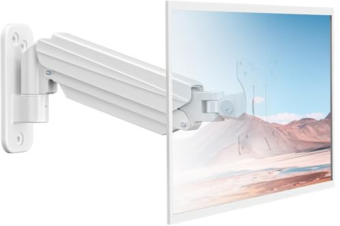 suptek Monitor Wandhalterung für 13-32 Zoll LED/LCD/TV Bildschirm bis 9 kg, Monitor Halterung mit voller einstellbaren Gasfeder, Höhenverstellbar, Neigbar Schwenkbar und Drehbar, VESA 75/100, Weiß