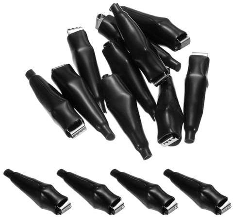 sourcing map 10 morsetti a coccodrillo isolati da 42,5 mm 5 A, morsetti a molla per test elettrici, morsetti a coccodrillo, per multimetro, laboratorio, batteria elettrica, cavo di prova, clip per