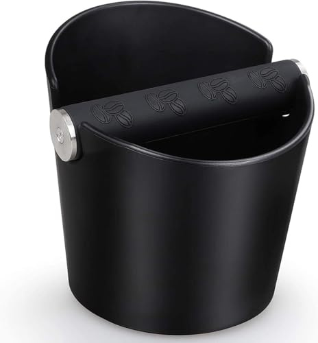 Barista Style Espresso Knock Box - 4.8 Inch Shock-Absorbent Coffee Grounds Container,Coffee Machine Accessories with Removable Metal Knock Bar and Non-Slip Base