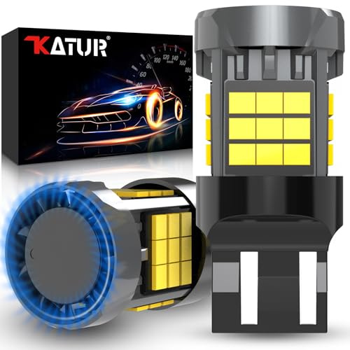 KATUR Lampadina W21/5W W21W LED, Canbus 500% luminosità 3000LM 6000K Bianco Xeno con Ventola di Raffreddamento LED 7443 7440 T20 Luci Diurne Luci Freno Indicatori di Direzione, 2PCS