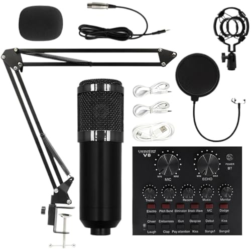 Kondensator mikrofonset – professionellt livestreaming-kit, studio-inspelningsutrustning, plug-and-play-ljudsystem | Innehållsskapare Podcast Voice Over Music Recover-sändning