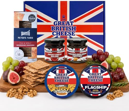 The Great British Cheese Company Cheese Hamper | Gourmet Gift Set: Cheese Selection with Chutney, Relish & Sourdough Crackers