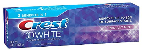 Crest 3D vit strålande mynta blekning tandkräm, 8,5 ml, dubbelpack