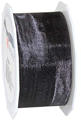 PRÄSENT C.E. Pattberg Sheer Organzaband schwarz, 25 m Geschenkband zum Einpacken von Geschenken, 40 mm Breite, Zubehör zum Dekorieren & Basteln, Dekoband