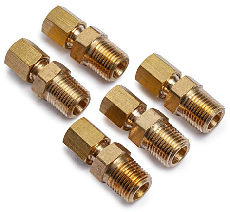 LTWFITTING Brass 1/8-Inch OD x 1/8-Inch Male NPT Compression Connector Fitting(Pack of 5)