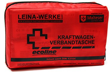 Leina-Werke 11036 KFZ-Verbandtasche Compact Ecoline mit Klett, Rot/Schwarz
