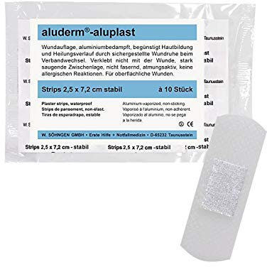 Söhngen Wundpflaster aluderm-aluplast stabil Strips 2,5x7,2cm VE=10 Stück
