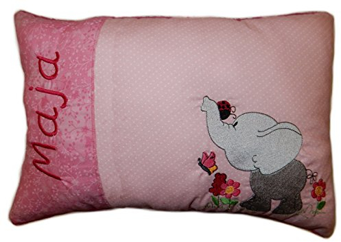 Momelie Großes rosa Schmusekissen * Kuschelkissen * Elefant * mit Namen Bestickt * ca. 25 * 40 cm groß * SK-pi_0072