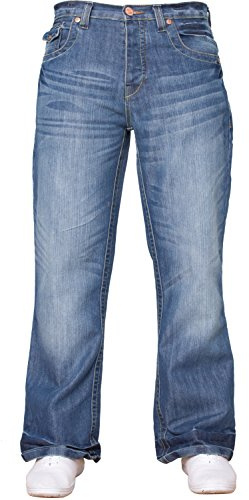 APT män basic blå bootcut brett ben utsvängda arbete vardagliga jeans stora