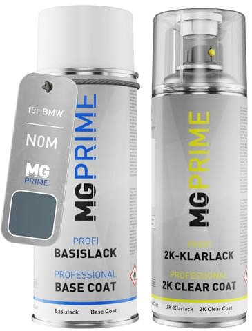MG PRIME Autolack Set Spraydose für BMW N0M Ozeanblau Metallic Matt +2K | Set aus Basislack + 2K Klarlack, Sprühdosen 400ml