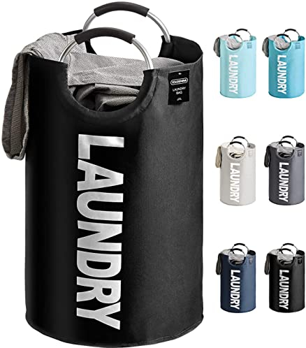 YOUDENOVA Wäschekorb Faltbar Wäschesammler Wäschesack Laundry Baskets 92L Kapazität mit Griff Schwarz