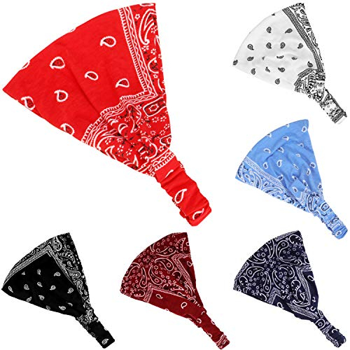 WILLBOND 6 Stücke Paisley Bandana Stirnband für Frauen mit Elastischem Yoga Einstellbare Turban Headwrap