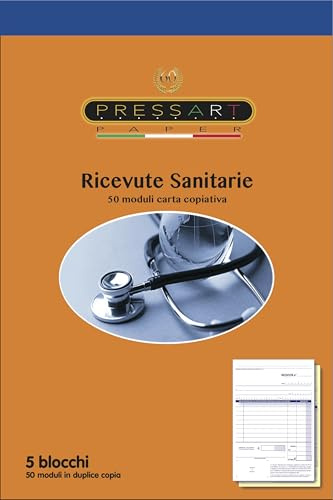 Ricevute Sanitarie A5 5 blocchi da 50 fogli x 2 seconda copia carta gialla Possibilità di Personalizzazione su Richiesta per info tip.pressart@libero.it
