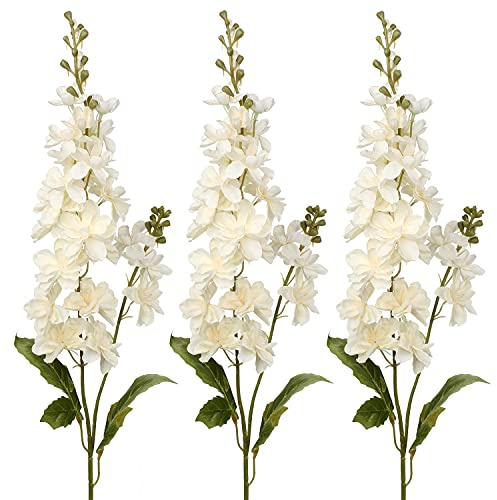 Briful 3 Stück Kunstblumen Rittersporn Künstliche Blumen Delphinium Textil Kunstpflanzen Home Décor Länge 86cm, Ø9cm
