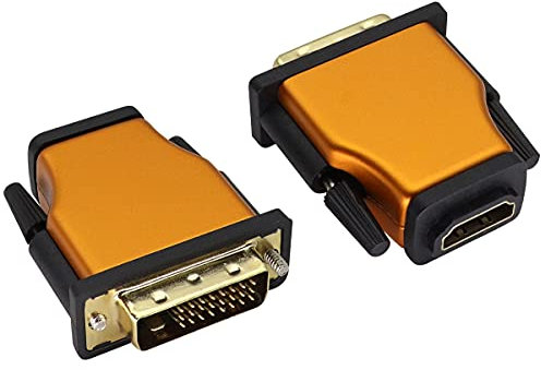 AAOTOKK DVI a HDMI Convertitore in Lega di Alluminio Alloggiamento Bidirezionale DVI-D(24+1)Maschio a HDMI Adattatore Femmina,Supporta 1080P,TV Box,Desktop,Laptop,Monitor,Proiettore(2Pezzi-Arancione)