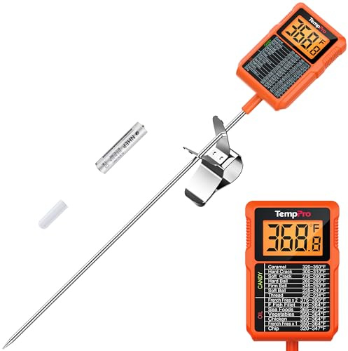 ThermoPro TP510 Waterproof Digital Candy Thermometer with Pot Clip, 8 Long Probe Instant Read Food Cooking Meat Thermometer for Grilling Smoker BBQ Deep Fry Oil Thermometer