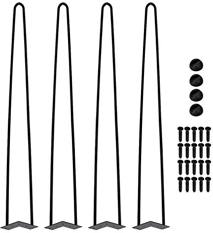 Einfeben Hairpin Legs, 4er Set Doppelstab Metall Haarnadel Tischbein, Stahl Haarnadelbeine mit Gummi Bodenschoner, Tischgestell Möbelbein für Hocker, Tisch, Schrank, Couchtisch, Schreibtisch 72 cm