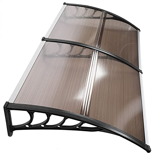 Ejoyous Vordach für Haustür, Vordach Überdachung Haustür Regenschutz Türdach Pultbogenvordach Markisen-Überdachung Transparent Türvordach Türdach 200 x 100 cm(Braun)