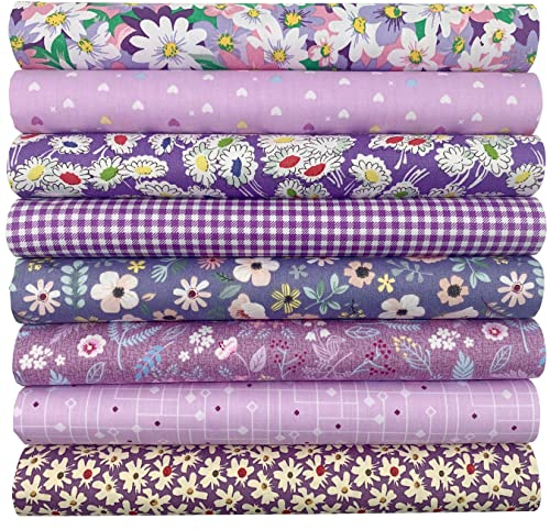 aufodara 8 st. bomullstyg, metervara, tygpaket, 50 x 50 cm tyg, tyger för sömnad, lapptäcke för quiltning, gör-det-själv-hantverk, kvadrater, bomullsduk (lila)
