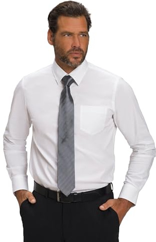 JP 1880 Chemise, Flexnamic, col Kent, Coupe Basique Moderne, Blanc Neige, 7XL Homme