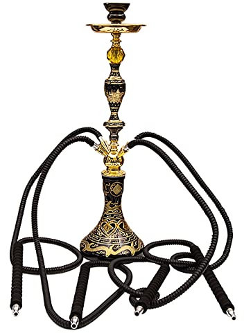 ZYFC Juego Completo de Cachimba de 27, 2 o 4 Mangueras, Cachimba Portátil, Jarrón de Vidrio Artístico Pintado a Mano, Tazón de Cerámica, Sin BPA, Adecuado para Fiestas o Viajes (Size : 4 Hoses)