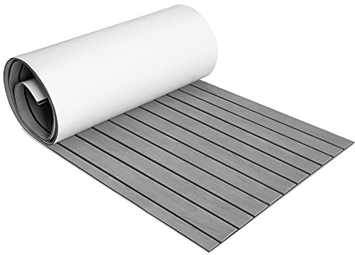 Jopassy Bodenbelag für Boot, Eva Schaum Boot, 240 * 60CM Schiffsdeckmatte Selbstklebend, Deck Teppich Bodenmatte Yachtmatte, rutschfeste Matte für Yacht Wohnmobile Yachtboden-Grau