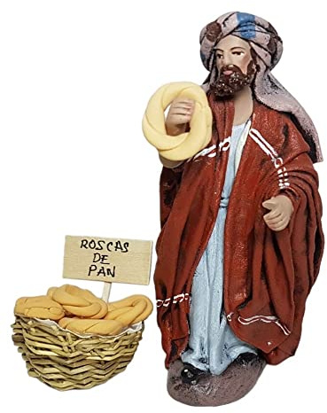 Arte Pesebre - Pastor de pie vendiendo roscas de Pan, para Figuras de 12 cm