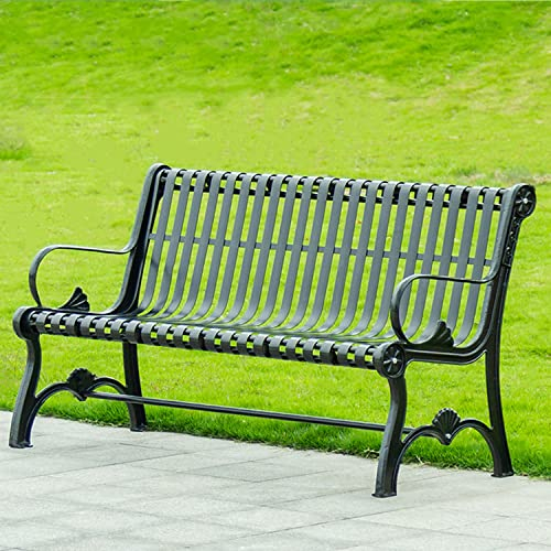 ZMYJTO Outdoor-Gartenbank, Patio-Gartenbank, Veranda-Bank, 2-3-Sitzer-Stuhl, Patio-Gartenmöbel mit gebogenen Armlehnen und Rückenlehne, Outdoor-Bank, für Garten, Terrasse, Park, Veranda und Hof (SI