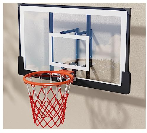 121,9 cm große, höhenverstellbare Basketballkappe, Basketball-Rückwand, Indoor-Basketballkorb, langlebige Halterungen und Allwetter-Netz, verstellbarer Basketballkorb (Orange, S)