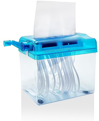 ICEBLUEOR Manual Paper Shredder, Portable Small Paper Shredders for Home Use, A6 Paper Documents Handmade Straight Cutting Tool, Mini Shredder for Home Office School Desktop Stationery (Blue)