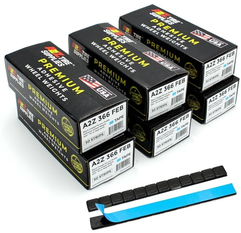 A2Z Tire Supplies 3600 pcs Black Coated FE Low Profile Adhesive Stick on Wheel Weight 1/4oz 0.25oz Segments 300 Strips 54 Lbs for Car, SUV, Truck Specially Made for USA Market