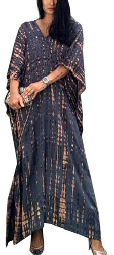 YouKD Bata de baño de verano para mujer, estilo bohemio, caftán, talla grande, para playa, talla única, E gris oscuro, Talla única