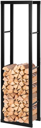 Laneetal Kaminholzregal Innen Außen, 150x40x25 cm, Brennholzregal aus Metall, Holzstapelhilfe, Holzunterstand, Brennholzlager, Kaminholzständer, Holzlager, für Kaminholz Brennholz, schwarz