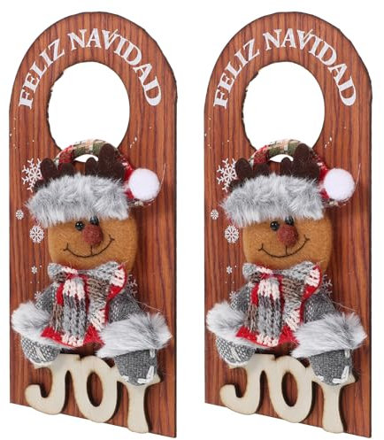 IMIKEYA 2stücke Weihnachtliche Türdeko Holz-hängeschild Cartoon Weihnachtsanhänger Für Festliche Dekoration Für Türen Zuhause Partys Und Restaurants Stabil Und Leicht Schafft