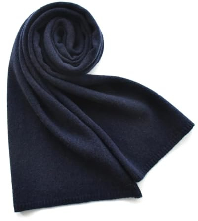 Wollschal für Herren und Damen, Winter-Strickschal, Erwachsene, warm, kurz, Wolle, einfarbig, für Herren, marineblau, Kids108CM