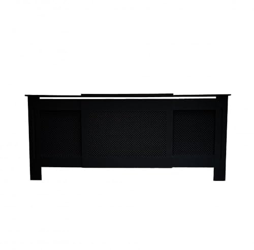 Airwave Radiator Cover Diamond Cut Style Matt Black MDF Wood Radiator Heating Covers Cabinet Shelf Heating Covers for Living Room Hallway Office and Bedroom. (Adjustable)
