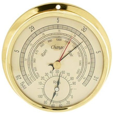 Kngiybo Thermometer And Nautical Clock，thermometer Wall Mounted Weather Station Set Barometer Clock Thermometer Hygrometer Kit，For Fishing Enthusiasts, Home Living, Outdoor Work