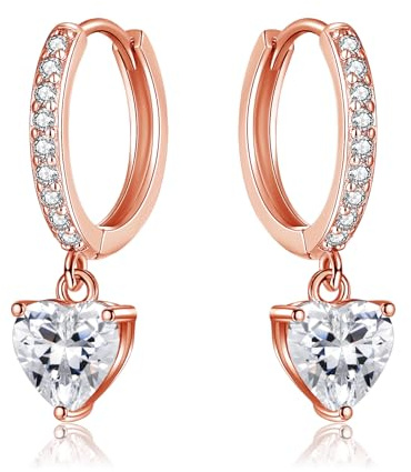 Josfeva Ohrringe Silber 925 Hängend für Damen Mädchen, Creolen Silber Klein mit Zirkonia Ohrringe, Creolen mit Anhänger Zirkonia Wassertropfen/Herz/Stern Ohrringe, Silber/Gold/Rosegold Ohrhänger Damen