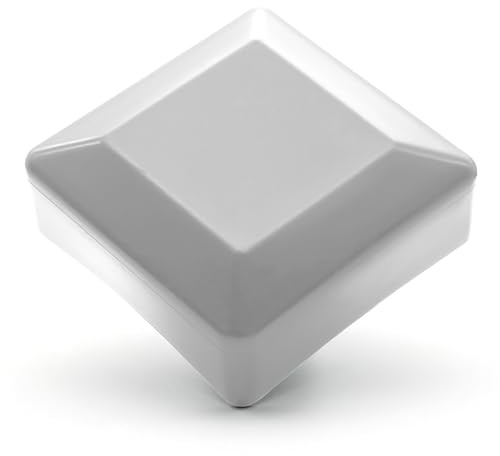 Enkotrade 4 Stück Zaunkappen Weiß für Außenmaß 40x40mm, Rohrkappen aus hochwertigem Kunststoff, Pyramide Quadratisch Zaunpfostenkappen Pfahl Deckel Zaunabdeckung