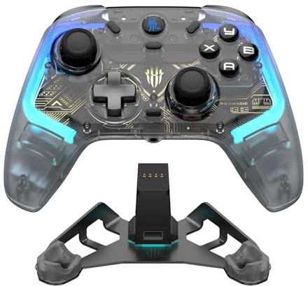 REDMAGIC Wireless Controller PC mit Ladestation, Gaming Controller Gamepad | 860mAh Akku, Hall Joystick & Trigger, RGB Licht und Turbo, Kompatibel mit PC/Steam/iPhone/Android/Switch